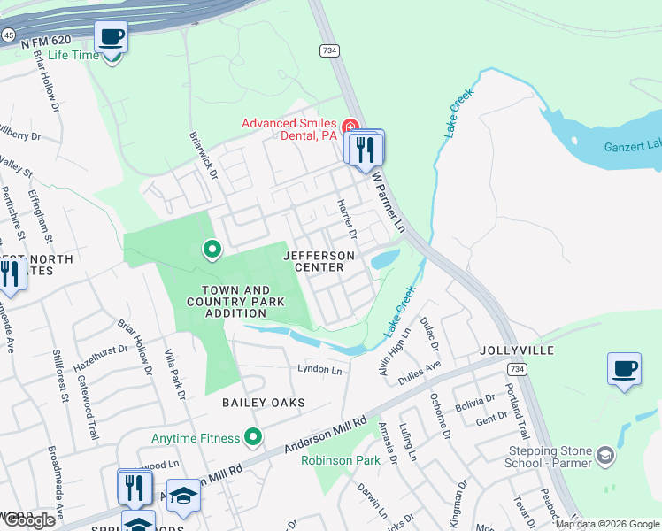 map of restaurants, bars, coffee shops, grocery stores, and more near 13412 Night Heron Drive in Austin