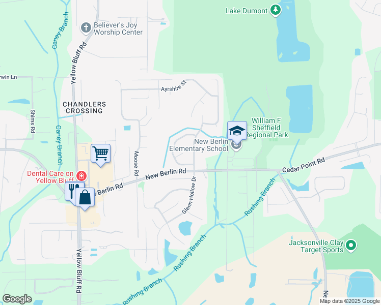map of restaurants, bars, coffee shops, grocery stores, and more near 12548 Ayrshire Street East in Jacksonville