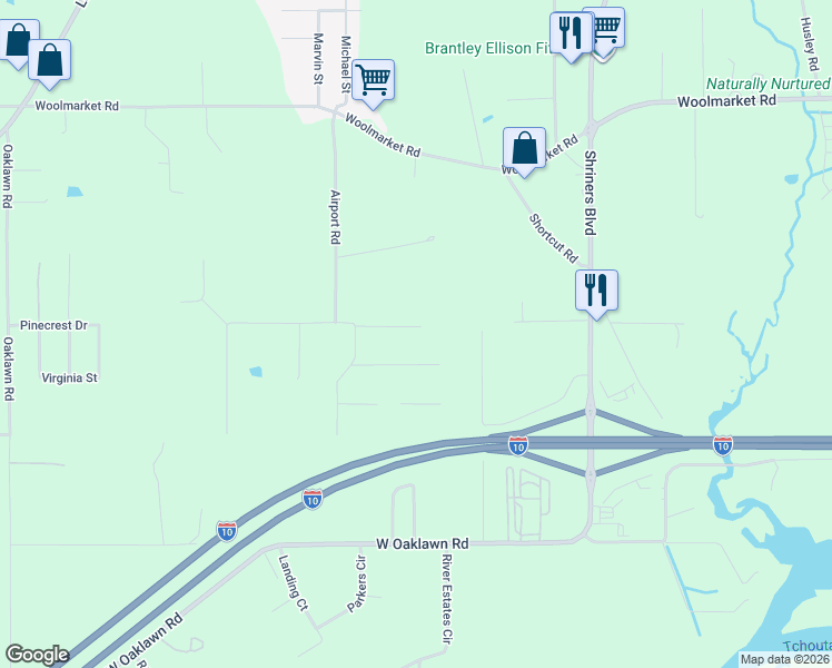 map of restaurants, bars, coffee shops, grocery stores, and more near 8368 Road 533 in Biloxi