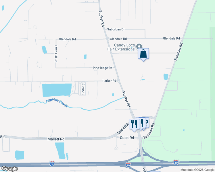 map of restaurants, bars, coffee shops, grocery stores, and more near 14309 Parker Road in Biloxi