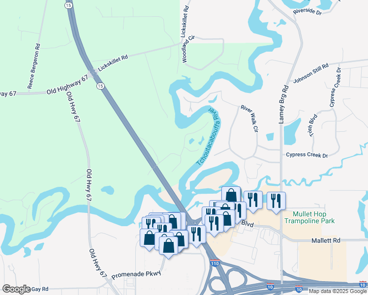 map of restaurants, bars, coffee shops, grocery stores, and more near 3780 Brandon James Drive in Biloxi