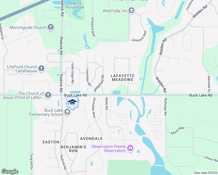 map of restaurants, bars, coffee shops, grocery stores, and more near 6097 Redfield Circle in Tallahassee