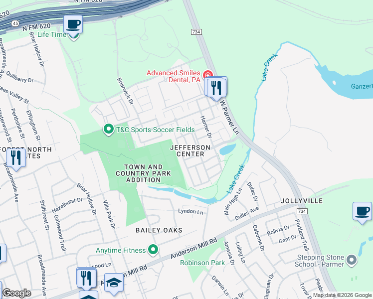 map of restaurants, bars, coffee shops, grocery stores, and more near 8732 Wood Stork Drive in Austin