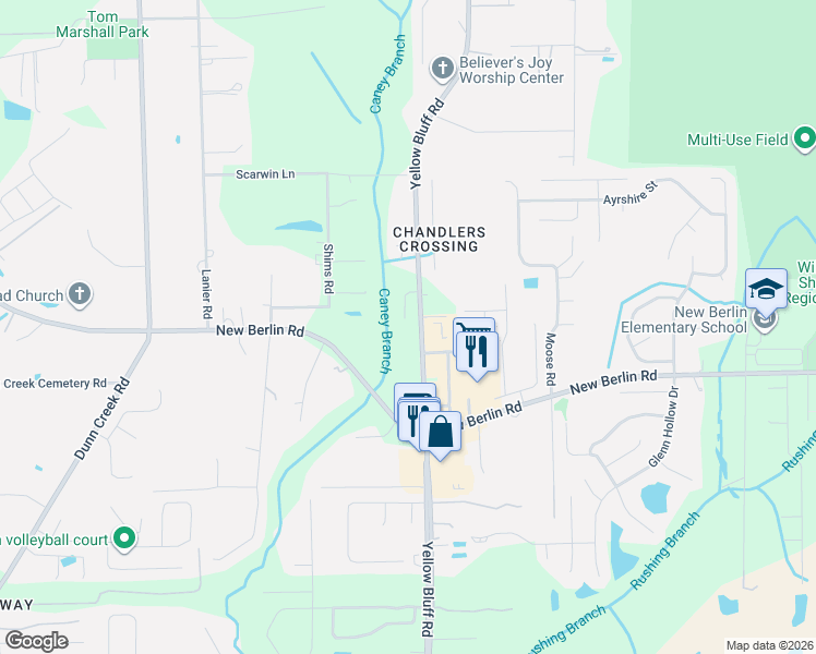 map of restaurants, bars, coffee shops, grocery stores, and more near 12673 Sheffield Walk Lane in Jacksonville