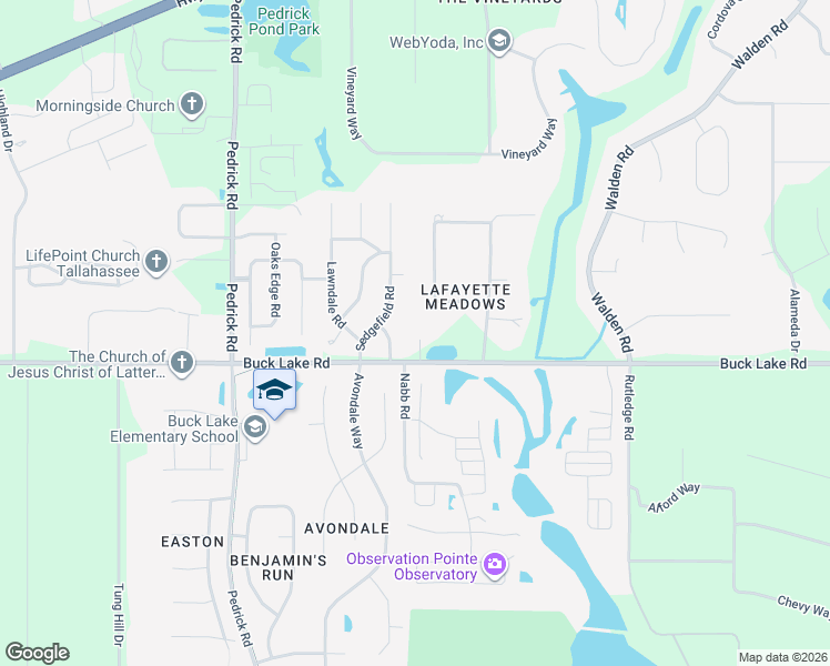 map of restaurants, bars, coffee shops, grocery stores, and more near 6097 Redfield Circle in Tallahassee