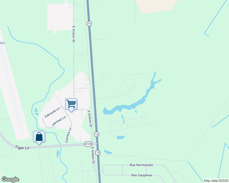 map of restaurants, bars, coffee shops, grocery stores, and more near 133 Hickory Lane in Eunice