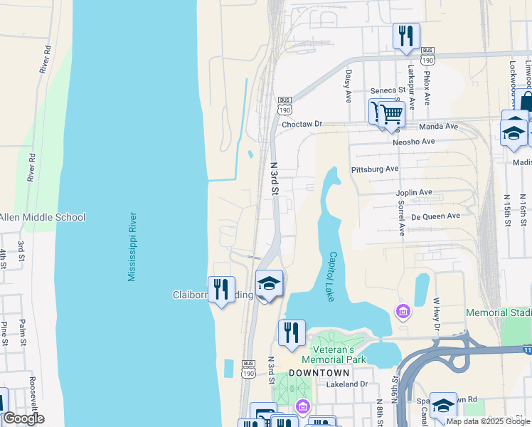 map of restaurants, bars, coffee shops, grocery stores, and more near 2045n North 3rd Street in Baton Rouge