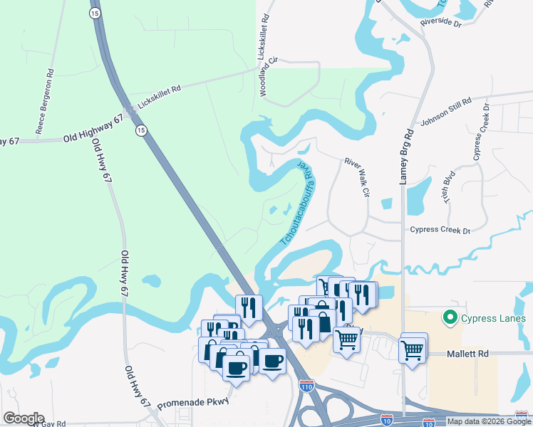 map of restaurants, bars, coffee shops, grocery stores, and more near 3557 Brandon James Drive in Biloxi