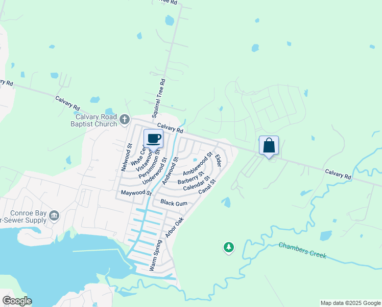 map of restaurants, bars, coffee shops, grocery stores, and more near 11171 Apple Tree in Willis