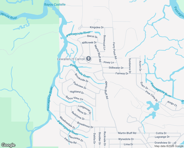 map of restaurants, bars, coffee shops, grocery stores, and more near 2001 Hemlock Drive in Gautier