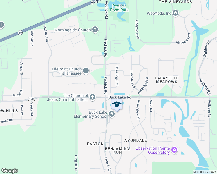 map of restaurants, bars, coffee shops, grocery stores, and more near 1206 Smoke Rise Lane in Tallahassee