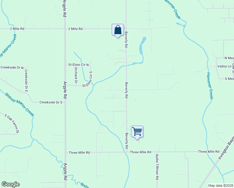 map of restaurants, bars, coffee shops, grocery stores, and more near 10870 Beverly Road in Irvington