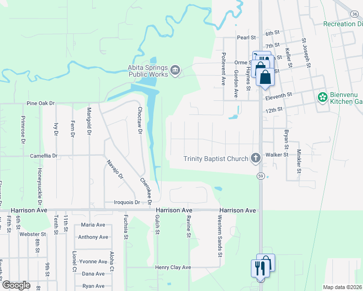 map of restaurants, bars, coffee shops, grocery stores, and more near 71179 Schooner Place in Abita Springs