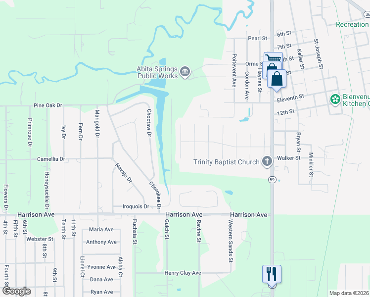 map of restaurants, bars, coffee shops, grocery stores, and more near 71179 Schooner Place in Abita Springs