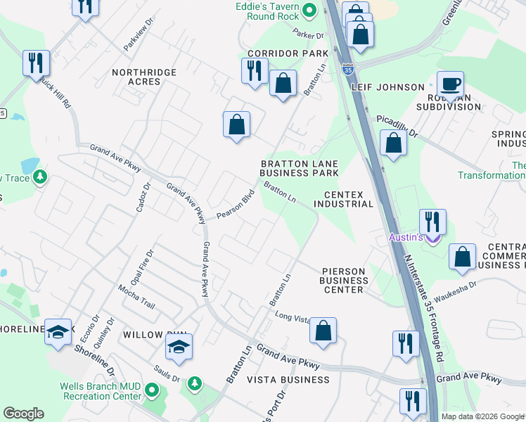 map of restaurants, bars, coffee shops, grocery stores, and more near 3008 Mesalla Street in Austin