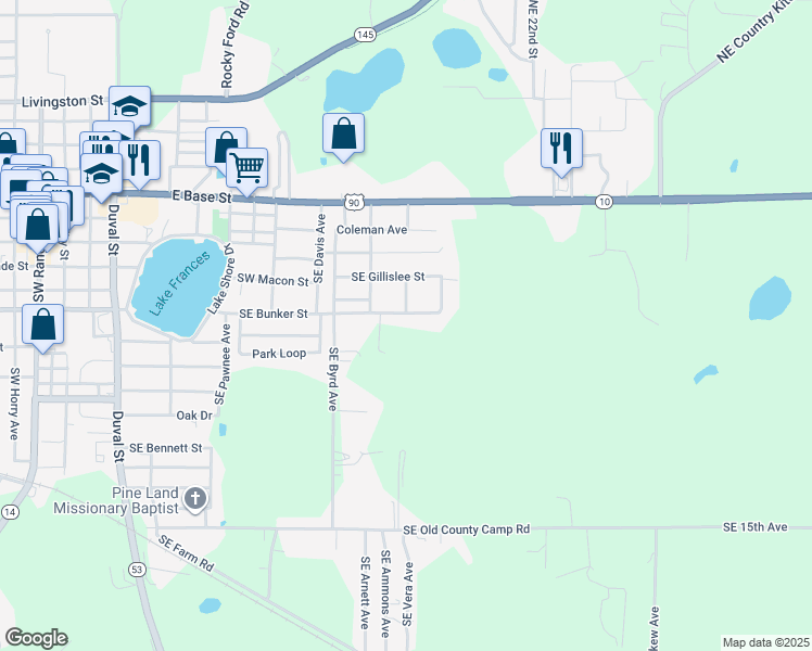 map of restaurants, bars, coffee shops, grocery stores, and more near 582 Southeast Boundary Street in Madison