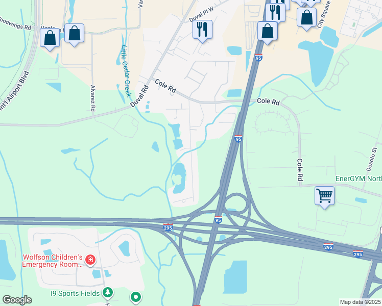 map of restaurants, bars, coffee shops, grocery stores, and more near 13108 Duval Lake Road East in Jacksonville