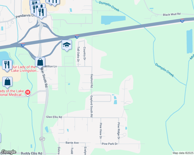 map of restaurants, bars, coffee shops, grocery stores, and more near 14126 Twelve Oaks Drive in Walker