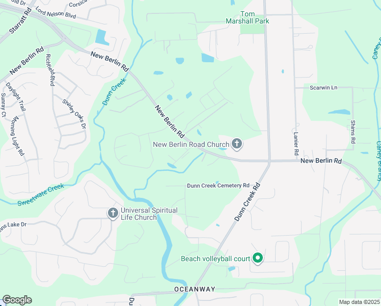 map of restaurants, bars, coffee shops, grocery stores, and more near 2220 New Berlin Road in Jacksonville
