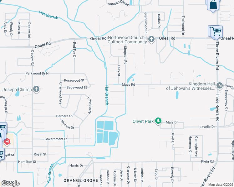 map of restaurants, bars, coffee shops, grocery stores, and more near 14433 Rhonda Court in Gulfport
