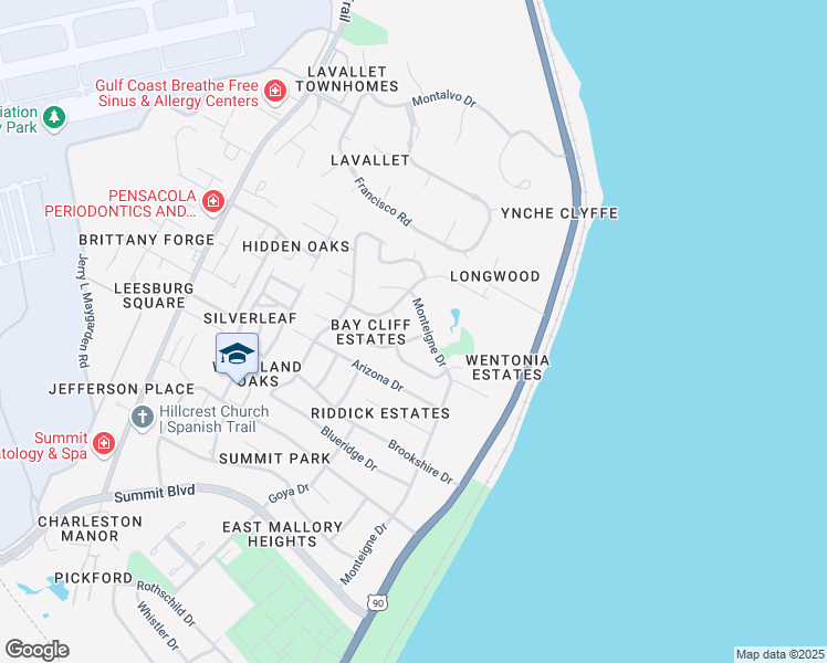 map of restaurants, bars, coffee shops, grocery stores, and more near 3550 Lemmington Road in Pensacola