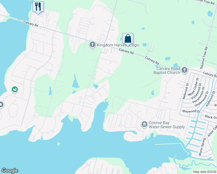 map of restaurants, bars, coffee shops, grocery stores, and more near 13501 Enchanted Cove Drive in Willis