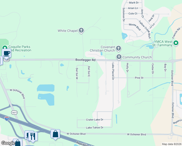 map of restaurants, bars, coffee shops, grocery stores, and more near 337 Del Sol East in Covington