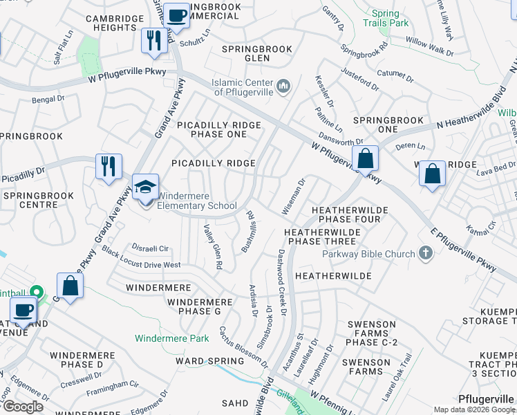 map of restaurants, bars, coffee shops, grocery stores, and more near 809 Black Isle Drive in Pflugerville