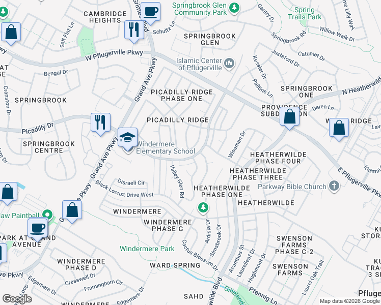 map of restaurants, bars, coffee shops, grocery stores, and more near 959 Kirtomy Loop in Pflugerville