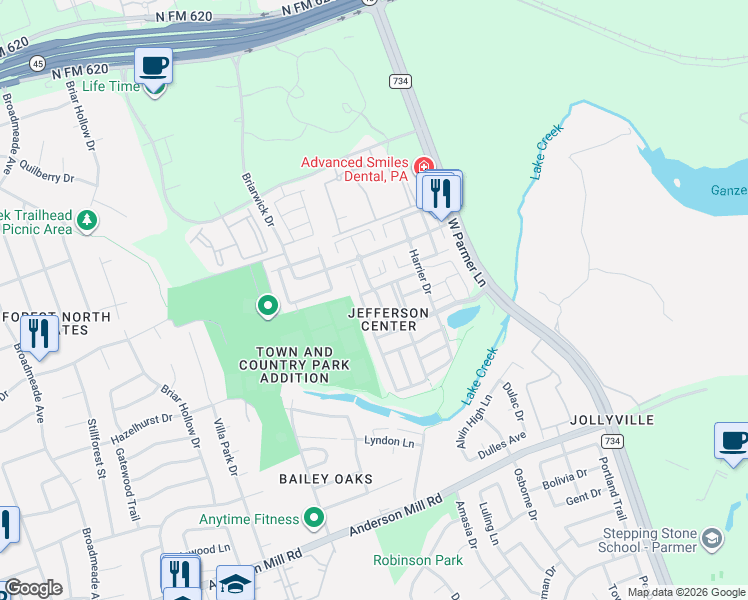 map of restaurants, bars, coffee shops, grocery stores, and more near 8732 Wood Stork Drive in Austin