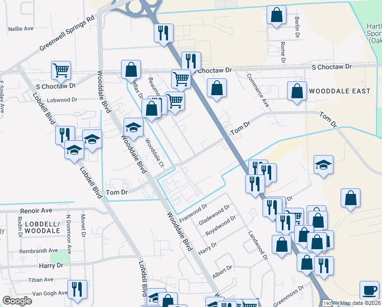 map of restaurants, bars, coffee shops, grocery stores, and more near 7767 Tom Drive in Baton Rouge