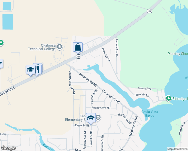 map of restaurants, bars, coffee shops, grocery stores, and more near 37 Mooney Road Northeast in Fort Walton Beach