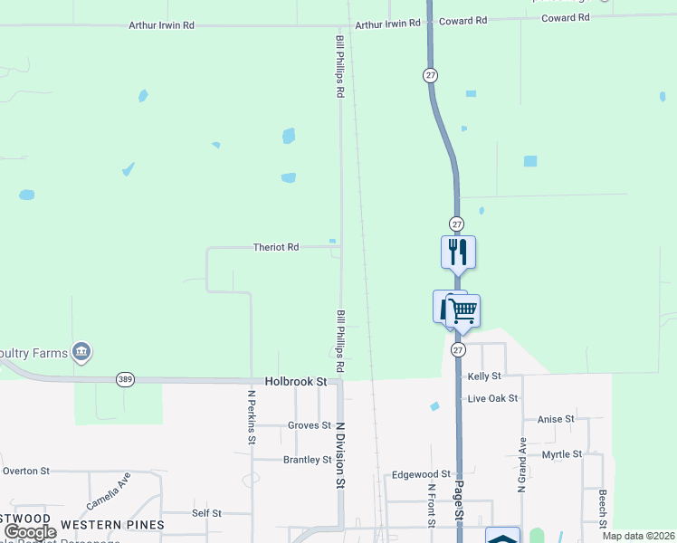 map of restaurants, bars, coffee shops, grocery stores, and more near 1049 Bill Phillips Road in DeQuincy