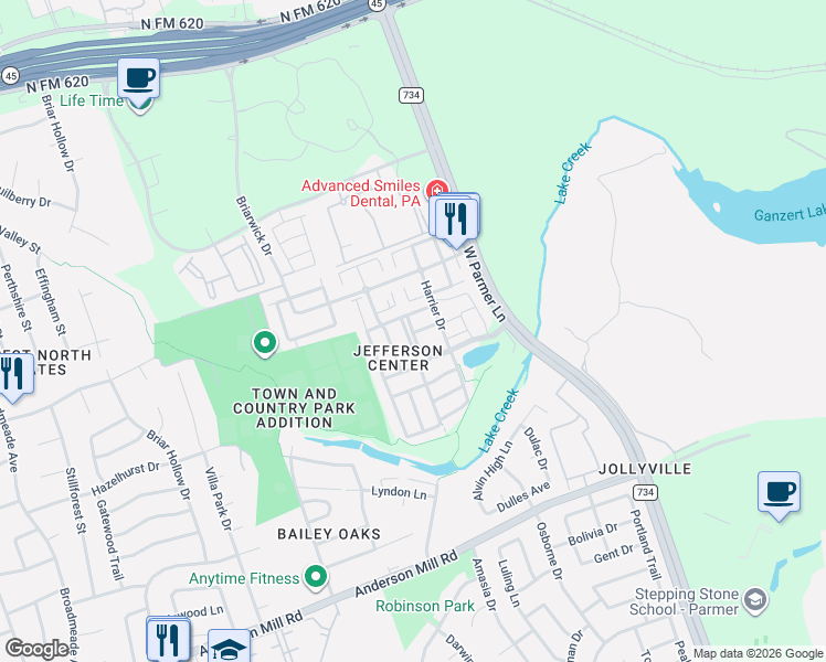 map of restaurants, bars, coffee shops, grocery stores, and more near 8732 Wood Stork Drive in Austin