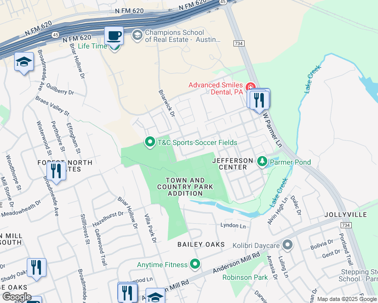 map of restaurants, bars, coffee shops, grocery stores, and more near 13339 Willow Breeze Drive in Austin