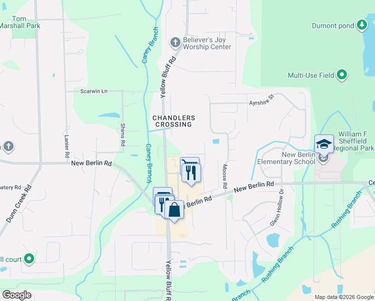 map of restaurants, bars, coffee shops, grocery stores, and more near 3239 Water Hickory Drive in Jacksonville