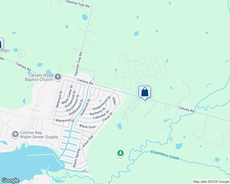 map of restaurants, bars, coffee shops, grocery stores, and more near 12096 Canal Street in Willis