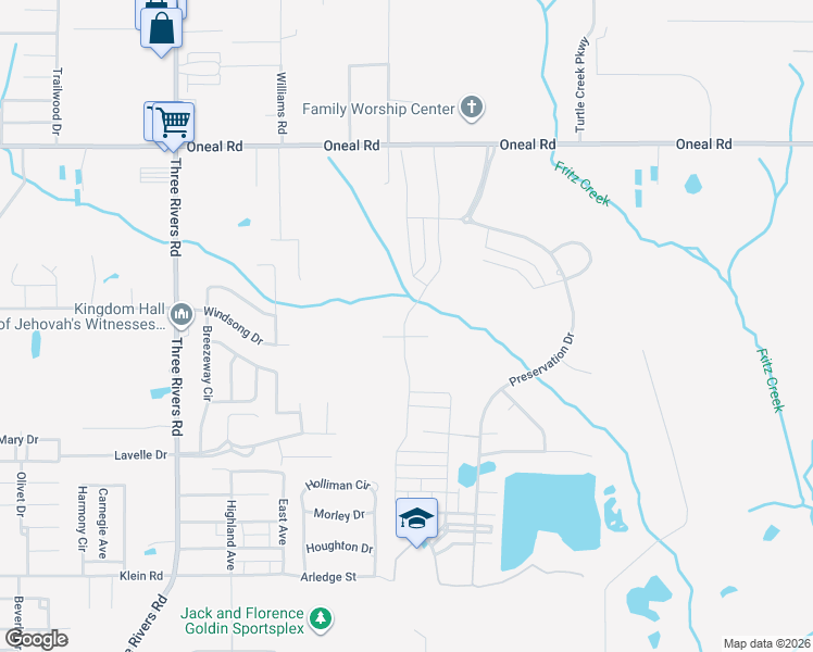 map of restaurants, bars, coffee shops, grocery stores, and more near 199 Tomahawk Trail in Gulfport