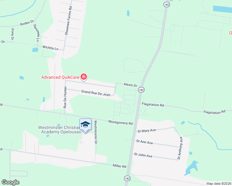 map of restaurants, bars, coffee shops, grocery stores, and more near Grand Rue De Josh in Opelousas