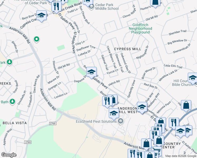 map of restaurants, bars, coffee shops, grocery stores, and more near 1901 Aster Pass in Cedar Park