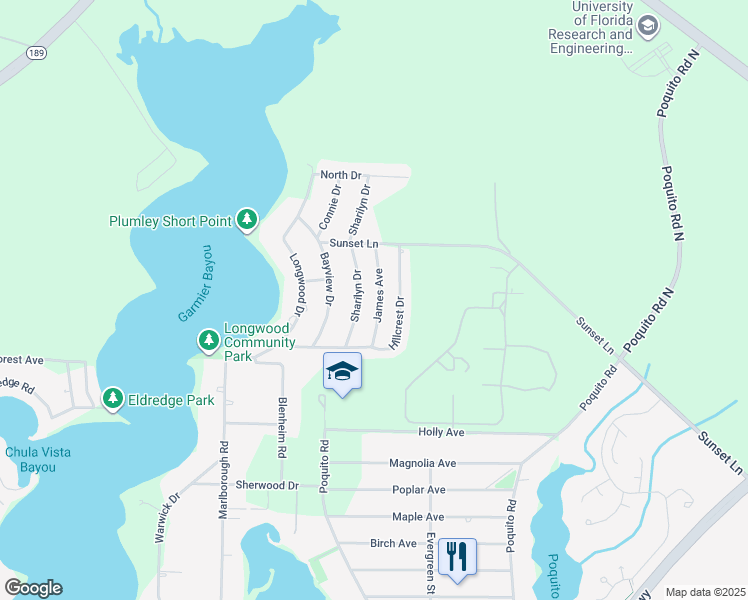 map of restaurants, bars, coffee shops, grocery stores, and more near 31 James Avenue in Shalimar