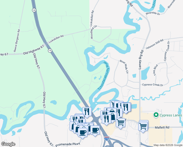 map of restaurants, bars, coffee shops, grocery stores, and more near 3557 Brandon James Drive in Biloxi