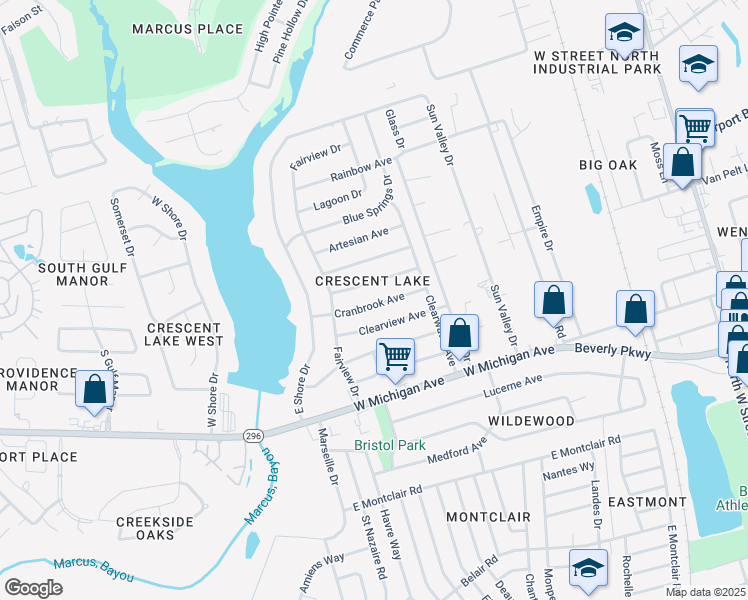 map of restaurants, bars, coffee shops, grocery stores, and more near 918 Cranbrook Avenue in Pensacola