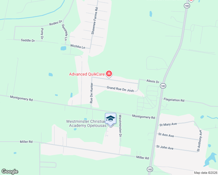 map of restaurants, bars, coffee shops, grocery stores, and more near Grand Rue De Josh in Opelousas