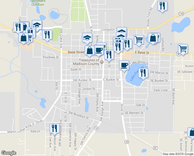 map of restaurants, bars, coffee shops, grocery stores, and more near 360 South Horry Street in Madison