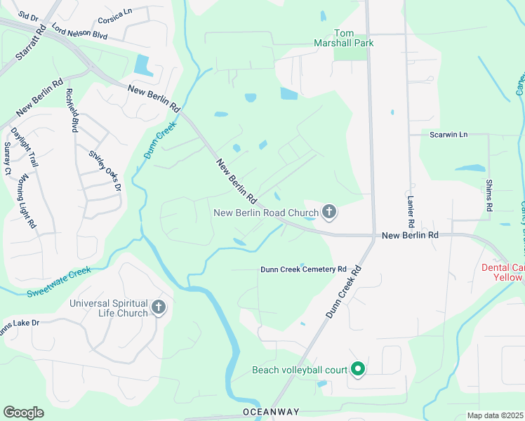 map of restaurants, bars, coffee shops, grocery stores, and more near 2220 New Berlin Road in Jacksonville