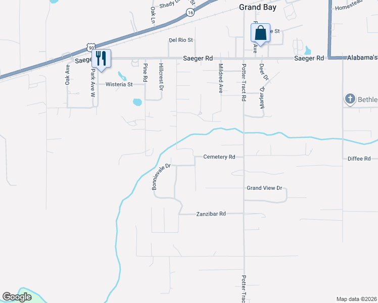 map of restaurants, bars, coffee shops, grocery stores, and more near 12912 Bonnievale Drive North in Grand Bay