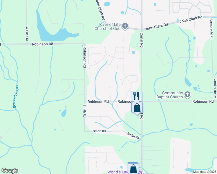 map of restaurants, bars, coffee shops, grocery stores, and more near 18485 Devin Court in Gulfport