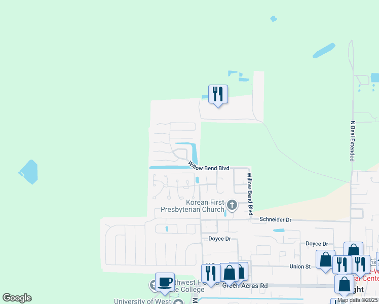 map of restaurants, bars, coffee shops, grocery stores, and more near 1207 Charleston Circle in Fort Walton Beach