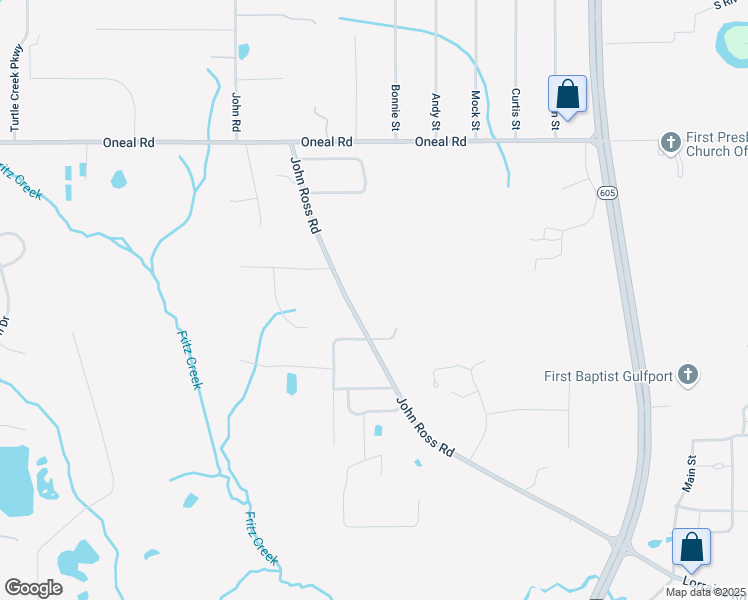 map of restaurants, bars, coffee shops, grocery stores, and more near 12582 John Ross Road in Gulfport